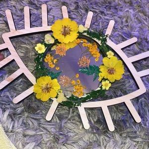 Wooden Evil Eye Floral Mirror